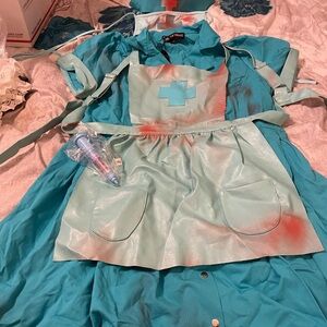 Woman’s XL Nurse Costume in Teal and Red - NWT